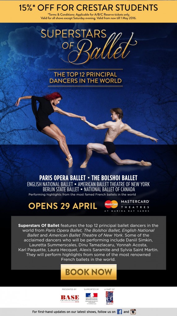 Superstars of Ballet – 15% off for Crestar Students Superstars of Ballet – 15% off for Crestar Students