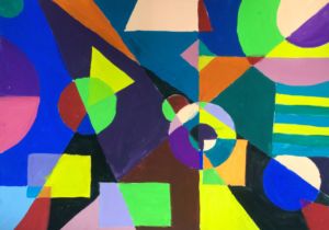 Emily Sau - Geometric abstract, Poster paint.