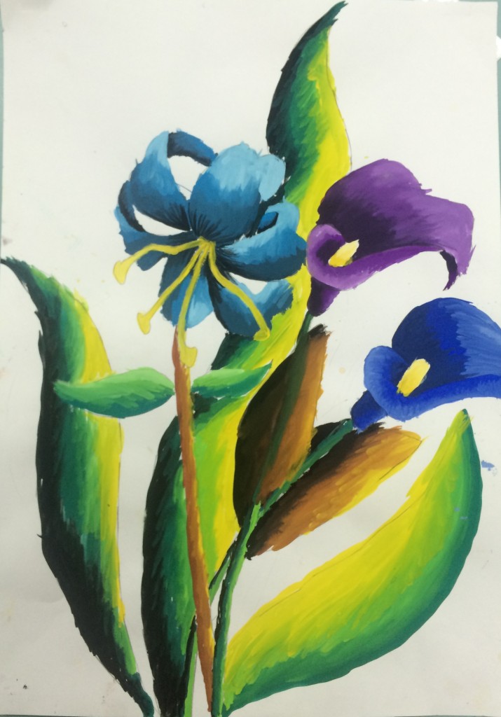 Leong Sook Mun - Flowers, Poster paint. - Crestar Learning Centre