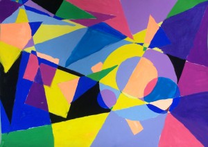 Leong Sook Mun - Geometric abstract, Poster paint.