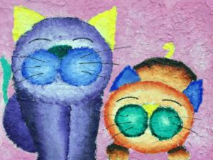 Tara - Cat, Tissues and acrylic paint.