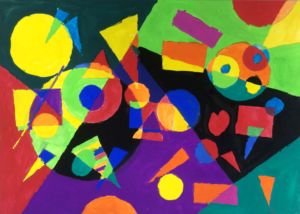 Tara - Geometric Abstract, Poster paint.