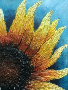Kuah Zoe - Sunflower, Clay and acrylic paint.