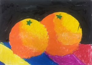 Jordon - Orange, Oil pastel and acrylic paint.