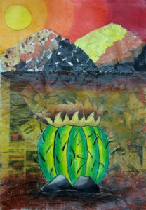 Tricia - Cactus, Mixed media (newspapers, magazines and oil pastel).
