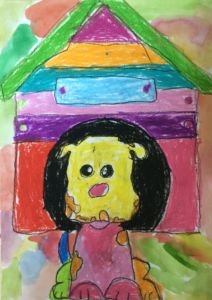 Xue Ying - My doggy, Oil pastel and poster paint.