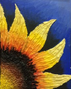 YiQing - Sunflower, Clay and acrylic paint.